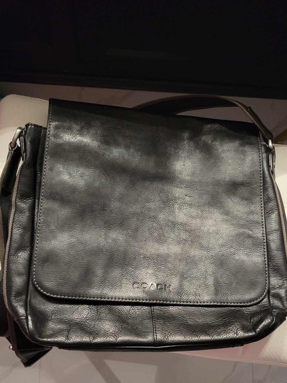 Coach Black Leather Messenger Crossbody Bag